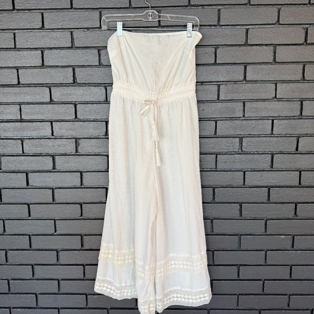 Sheer Strapless Beach Cover-Up Jumpsuit